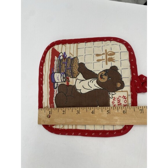 Vintage Square Oven Mitt Bear Home Sweet Home RAB 1985 Baking Cooking Kitchen - Picture 5 of 6